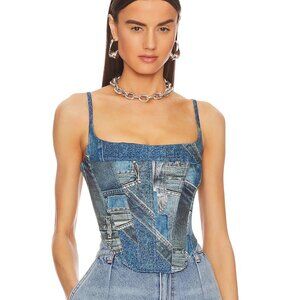 MIAOU Love blue denim corset top in Size XL